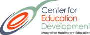 A green background with the words center for education and development in red.