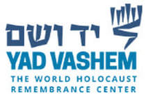 A blue and white logo for yad vashem.